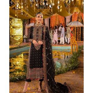 Magnifique ensemble Salwar Kameez XL pour soirée, haut et bas, avec dupatta en polyester, élégant et stylé - Product Image 5