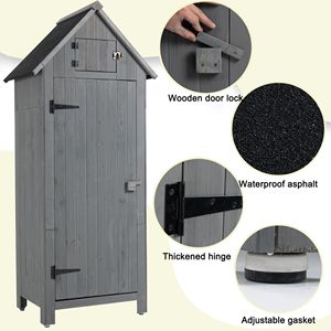 Gray Outdoor <b>Storage</b> <b>Cabinet</b> 30.3"L X 21.3"W X 70.5"H Wooden Garden Shed for <b>Tool</b> Sheds & <b>Storage</b> - Product Image 2