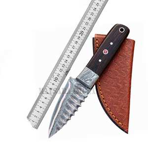 Couteau de chasse artisanal de qualité supérieure en acier damas cuivré, manche en bois de rose, lame à biseau, personnalisable OEM/ODM - Product Image 6