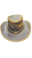 Cappello da Cowboy Australiano HS Brown in Vera Pelle, Stile Vintage Western Bush per Uomini e Donne