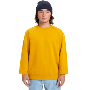 Men's Oversized Solid <b>Navy</b> Cotton Crew Neck Pullover <b>Sweatshirt</b> Casual Autumn Wear - Product Image 5