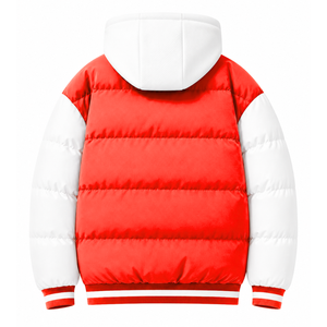Custom Delta Sigma Theta sorority <b>Puffer</b> <b>jacket</b> embroidered logo on front red and <b>white</b> color full sleeve <b>jacket</b> for female - Product Image 3