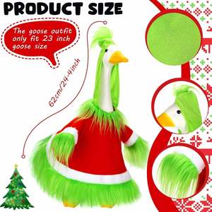 Tenue de Noël amusante pour statue de jardin, vêtements de décoration extérieure pour pelouse, ensemble mignon pour oie de porche - Product Image 2