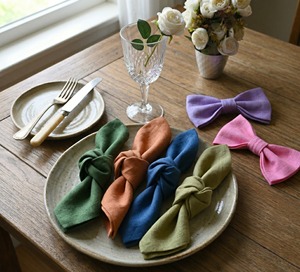 Wholesale Customized 100% Linen Handmade Eco-Friendly Organic Durable Reusable <b>Square</b> Dining <b>Table</b> Napkins for Wedding - Product Image 4