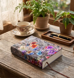 Handmade Floral Printed Vintage Journal Notebook Hardcover Diary with <b>Bookmark</b> Ribbon Custom Logo Botanical Flower Sketchbook - Product Image 2