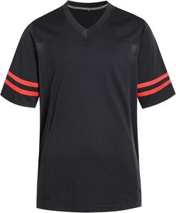 Camiseta Deportiva Casual de Poliéster Transpirable con Cuello en V y Manga Corta para Hombre, con Ribete Amarillo, para Verano - Product Image 3