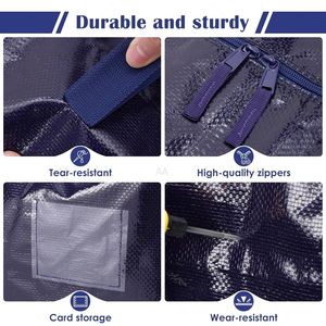 Lot de 6 sacs de déménagement extra-larges et résistants, avec fermeture éclair renforcée, poignées larges, résistants à l'humidité, bacs de rangement en tissu - Product Image 2
