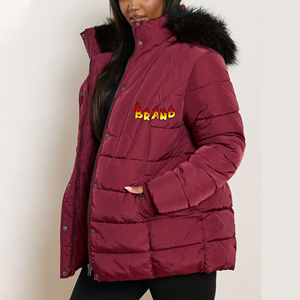 Chaqueta de plumón ligera con cuello alto y capucha desmontable, hecha a medida, talla grande, estilo streetwear, color sólido. - Product Image 1