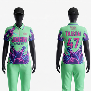 Premium 180 GSM 100% Polyester Breathable Short <b>Bowling</b> Jersey Red Black White Panel Design Heat-Transfer Printing Custom Logo - Product Image 1