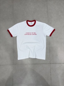 Wholesale <b>Y2K</b> Style Crop Top Ringer Tee Custom Printed Soft Cotton Contrast O Neck Short Sleeve Baby T <b>Shirt</b> Custom - Product Image 2
