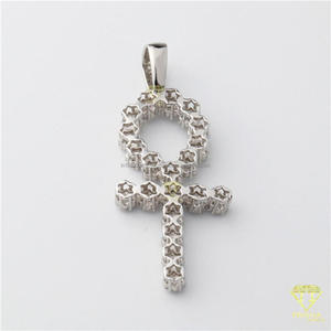 Iced Out Spiritual Cross Charm Pendant With Moissanite Diamond and Gold Tone Finish - Product Image 5