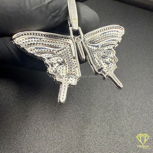 Colgante de Lujo con Diamantes VVS Cultivados en Laboratorio, Estilo Hip Hop, Plata de Ley 925, con Piedra Naranja, Regalo - Product Image 6