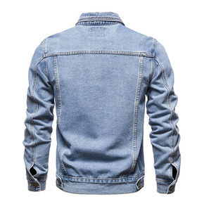 Veste en jean bleu premium pour homme, style classique délavé, fermeture boutonnée, logo personnalisé, fabricant OEM ODM, vente en gros - Product Image 4