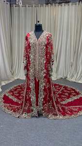 Abaya en polyester perlé faite à la main sur mesure avec manches longues, coupe ample, broderie à la main, longueur au sol pour femmes ODM - Product Image 2