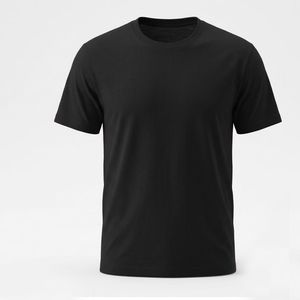 <b>Men's</b> <b>Black</b> Short Sleeve O-Neck T-Shirt Regular Fit Casual Solid Color Cotton Jersey Breathable Knitted Plain Dyed Blank Design - Product Image 2
