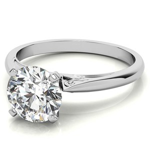 Anillo de compromiso de moissanita de corte redondo de 1.3 quilates, anillo solitario vintage de oro blanco macizo de 14K, anillo de boda para mujer - Product Image 3
