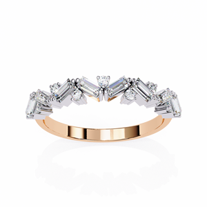 Anillo de Compromiso, Aniversario o Boda de Oro de 10k, 14k o 18k con Diamantes Redondos y Baguette para Mujer, Diseño de Diseñador de Moda, Certificado IGI - Product Image 2