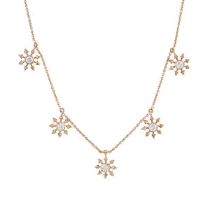 สร้อยคอเพชรแท้ ทองคำแท้ 18K ประดับเพชรลายดอกไม้ เครื่องประดับชั้นดีสำหรับเทศกาลและของขวัญ - Product Image 2