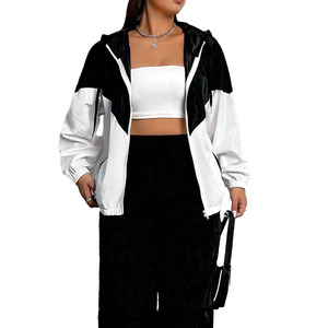 Veste coupe-vent blanche personnalisée pour femme, légère, imperméable, à capuche, zippée, style sportswear, color block, décontractée, pour l'extérieur – Fournisseur - Product Image 3