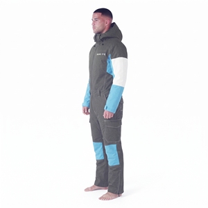 Hawk Eye Men's Waterproof Ski Jumpsuit One Piece <b>Snowsuit</b> With Hood Color Blocked Design Synthetic Insulation - Product Image 2