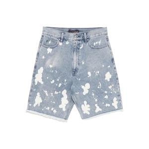Short en denim délavé avec éclaboussures pour hommes Short streetwear à contraste élevé pour hommes avec ourlet à bord brut Fabricant personnalisé OEM ODM - Product Image 1