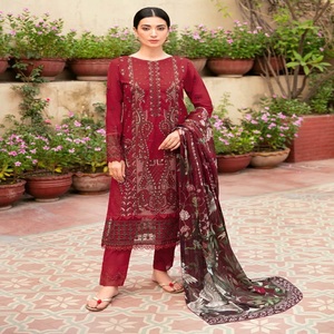 Ramsha Vol MASHAAL-8 Maxi Frock Heavy Embroidered Lawn Three-Piece Punjabi Suit for Women <b>Eid</b> <b>Dresses</b> <b>Pakistani</b> Salwar Kameez - Product Image 3