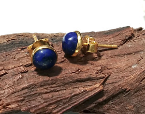 Pendientes de Plata de Ley 925 con Lapislázuli Natural, Baño de Oro, Diseño Moderno, Certificados por Terceros, Regalo de Boda - Product Image 5