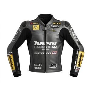 Men’s CE Level 2 Cowhide Leather Moto <b>Racing</b> <b>Jacket</b>/Chaqueta Motorcycle Track Protective Riding Gear - Product Image 1
