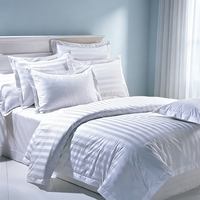Ensemble de housse de couette personnalisée de style hôtel 5 étoiles, literie rayée blanche avec 100% coton, style moderne pour la maison ou l'hôpital