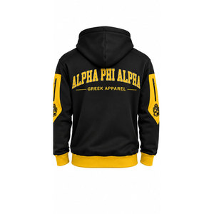 Sudadera con Capucha Negra y Amarilla Alpha Phi Alpha Griega para Hombre, Sudadera con Bolsillo 1906, Impresión por Sublimación - Product Image 3