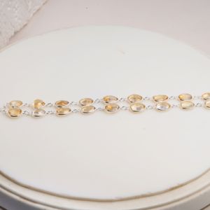 Natural Citrine 925 Sterling Silver Double Row Faceted <b>Gemstone</b> <b>Bracelet</b> Minimalist Adjustable <b>Bracelet</b> Gift for Her and Him - Product Image 2