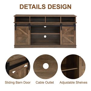 Mobile TV in Legno Stile Moderno Farmhouse con Ante Scorrevoli, Mobile Contenitore Regolabile per Soggiorno Stile Sh - Product Image 3