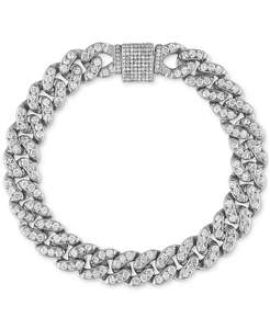 Pulsera de cadena de eslabones de circonitas cúbicas para hombre en plata de ley | Macy's - Product Image 1