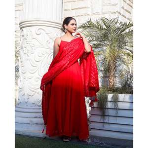 Conjunto de Traje de Seda Chifón Ecológico Color Rojo Rosa para Mujer - Talla XS - Product Image 3