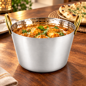 Gehämmerte Metall-Servierschale mit Goldgriffen, Hitzebeständige Dal-Curry-Schale für Zuhause und Partys - Product Image 6