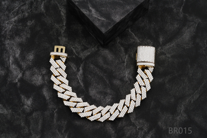 Bracelet cubain plaqué or 10K/14K et argent, diamant naturel de laboratoire taille brillant, bijoux hip-hop personnalisés unisexe - Product Image 3