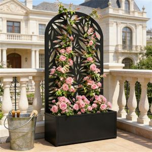 Fioriera e Supporto per Piante in Metallo Nero per Vasi e Fioriere da Giardino - Product Image 1