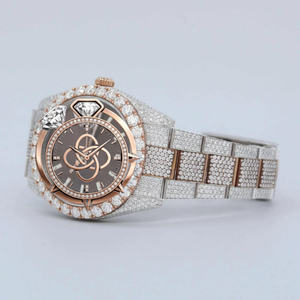 Montre de luxe pour homme en moissanite VVS, entièrement sertie de diamants, bracelet en acier inoxydable - Product Image 3