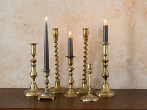 Vintage <b>Brass</b> Handmade Tapered <b>Candlestick</b> <b>Holder</b> with Embossed Design Heat Resistant for Home Christmas Wedding Decor - Product Image 1