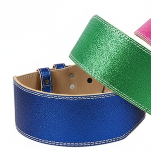 Ceinture de musculation unisexe en cuir véritable à double boucle, brillante et scintillante, pour le soutien lombaire et l'entraînement - Product Image 6