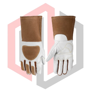 Gants de soudage en cuir fendu ignifuges avec design cousu, longueur 14 pouces, sans silicone, sans poudre, pour MIG/TIG/Stick - Product Image 5