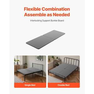 Full Size 1.5 Bed <b>Board</b> <b>Slats</b> 200D Oxford Cloth Wooden Mattress Support Easy Assembly 2-Piece Gray Bunkie <b>Board</b> <b>Slats</b> - Product Image 4