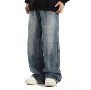 Pantalones Cargo de Mezclilla de Algodón con Lavado Ácido, Estilo Streetwear, de Alta Calidad OEM, con Múltiples Bolsillos, Corte Holgado y Recto para Hombre - Product Image 1