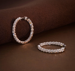 Boucles d'oreilles en diamant de laboratoire certifié IGI, argent 925, taille brillant, VVS1, couleur E, luxe - Product Image 3