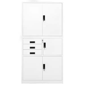 Armoire de bureau en acier blanc avec grands étagères réglables en hauteur, solution de rangement pour dossiers - Product Image 2