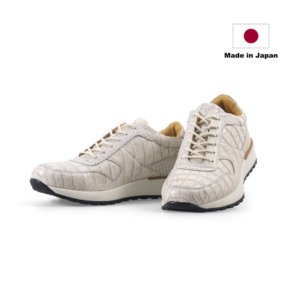 Fabriqué au Japon, baskets décontractées de qualité supérieure en cuir gaufré crocodile, confectionnées à partir de cuir de cerf de haute qualité - Product Image 1
