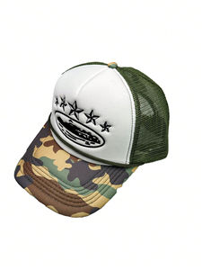 Camouflage Trucker Cap Custom Logo Embroidery Mesh Back Baseball Cap Outdoor Adjustable Snapback <b>Hat</b> - Product Image 3