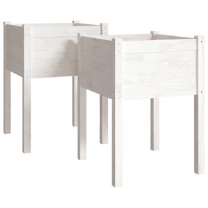 Ensemble de 2 jardinières durables en pin massif blanc 19,7x19,7x27,6 pouces Pots et jardinières à fleurs - Product Image 2