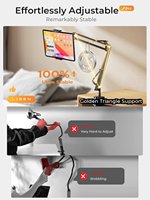 Support universel pour tablette et téléphone LISEN à col de cygne pour lit et bureau, compatible avec les appareils de 4 à 13 pouces comme iPad Pro Air Mini Kindle iPhone