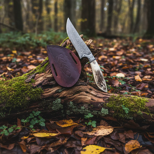 Handmade Damascus Steel Viking Art Bowie <b>Knife</b> Industrial Grade 10IN | Horn Handle Includes Durable Leather Sheath <b>Safe</b> - Product Image 5